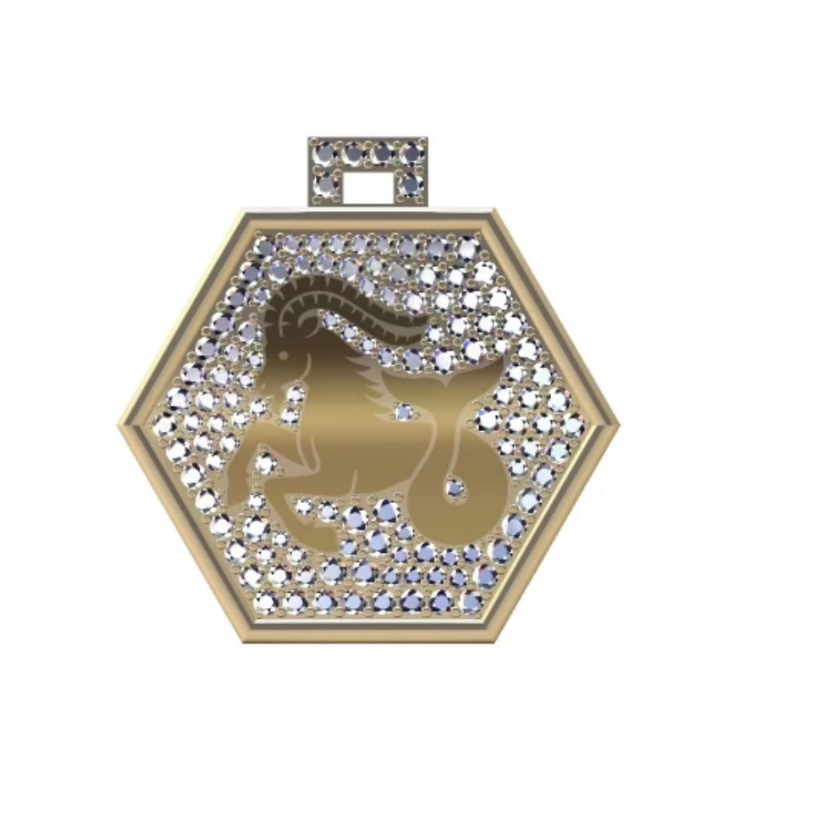 14KT Gold Diamond Bespoke Luxe Zodiac Pendant Charm