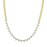 14KT Gold Diamond Triangle Drop Necklace on Cuban Chain