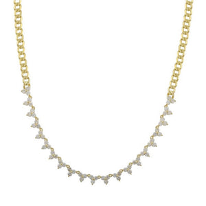 
                
                    Load image into Gallery viewer, 14KT Gold Diamond Triangle Drop Necklace on Cuban Chain
                
            