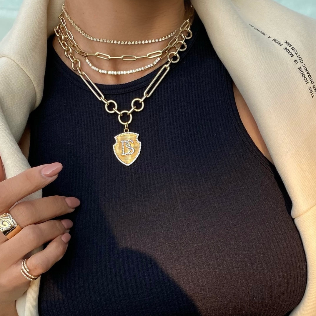 14KT Gold Jumbo Multi Link Charm Chain Necklace