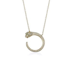 
                
                    Load image into Gallery viewer, 14KT Gold Diamond Panther Necklace
                
            