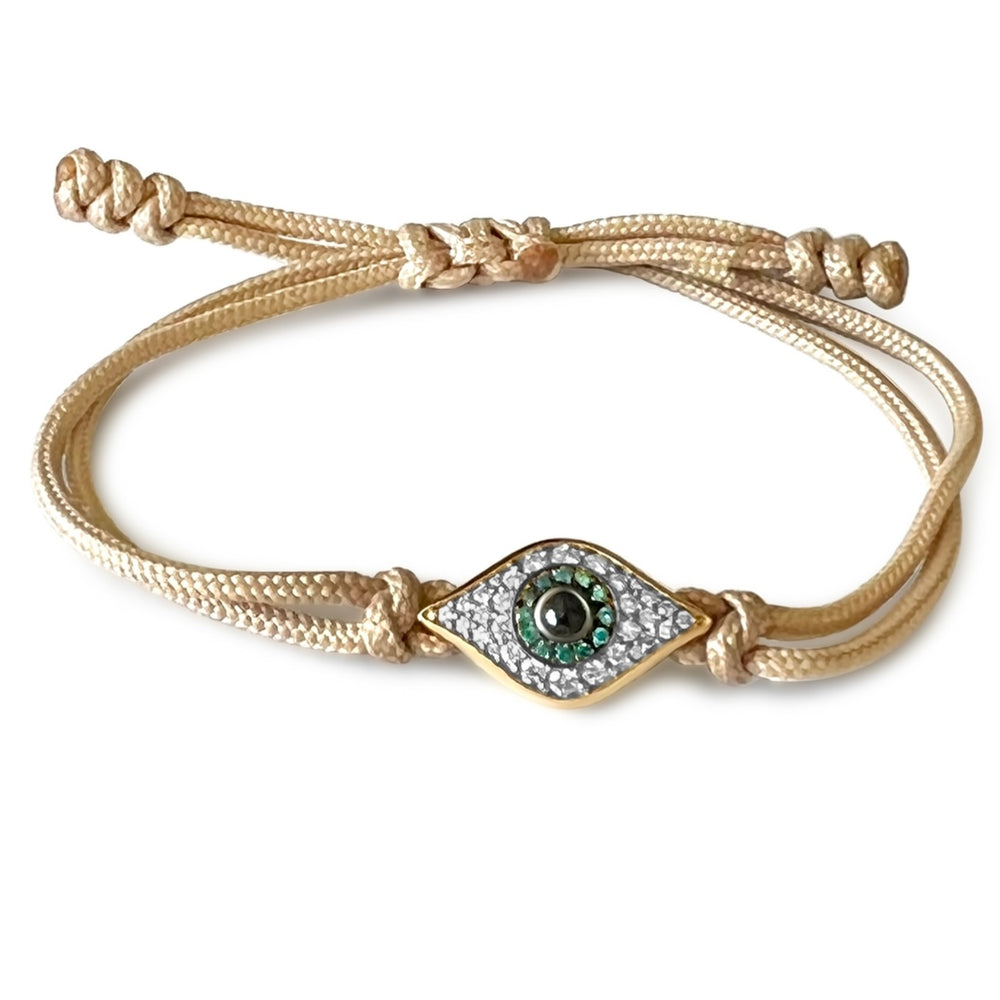 14KT Gold Diamond Mystical Evil Eye Cord Bracelet