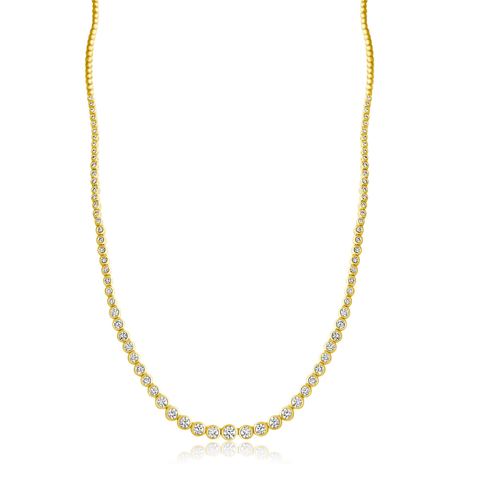 14KT Gold Diamond Lea Bezel Set Tennis Necklace