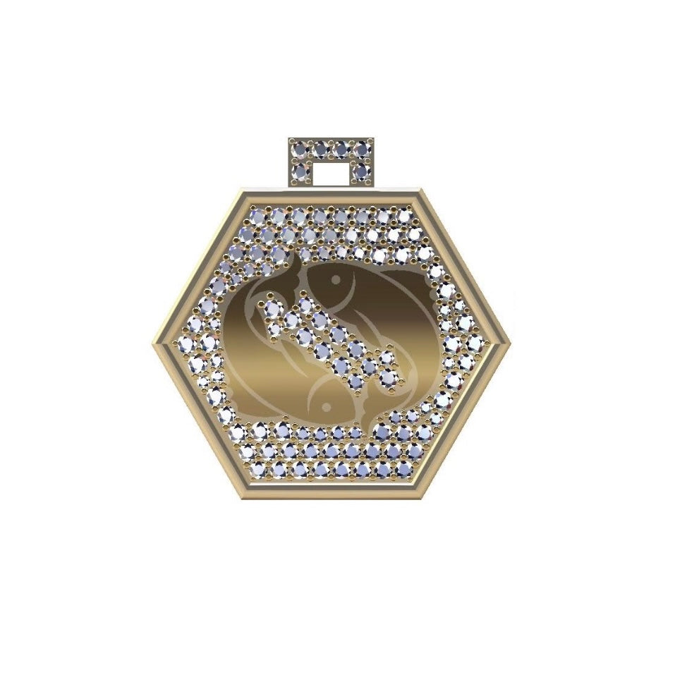 14KT Gold Diamond Bespoke Luxe Zodiac Pendant Charm