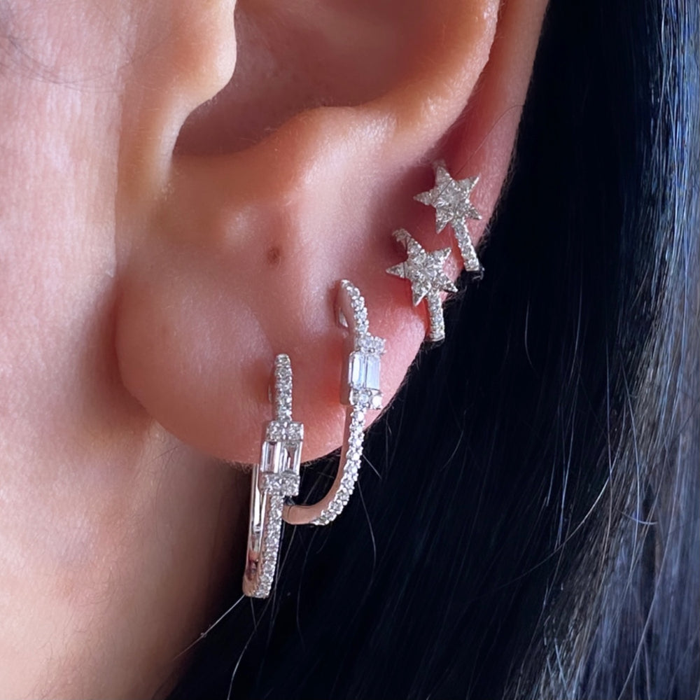 14KT Gold Diamond Amina Small Hoop Earrings
