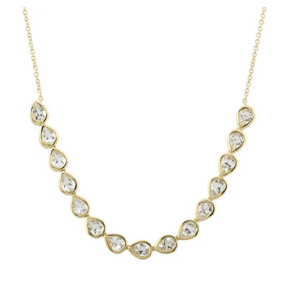 
                
                    Load image into Gallery viewer, 14KT Gold Pear Shaped White Topaz Necklace
                
            
