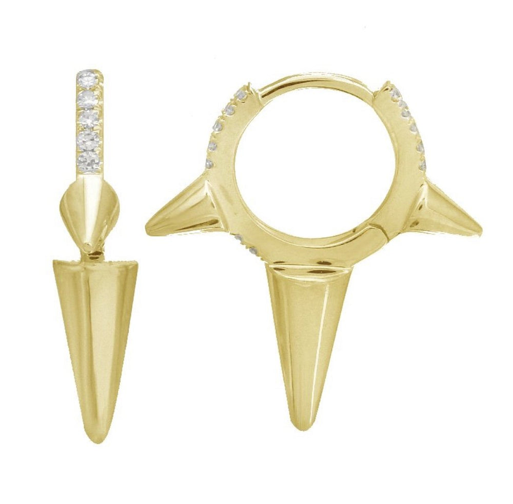 
                
                    Load image into Gallery viewer, 14KT Gold Diamond Spike Earrings
                
            