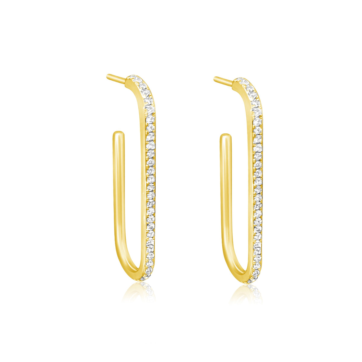 14KT Gold Diamond Renee Elongated Hoop Earrings