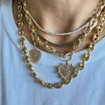 14KT Gold Diamond Verona Heart Pendant Charm