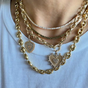 14KT Gold Diamond Verona Heart Pendant Charm