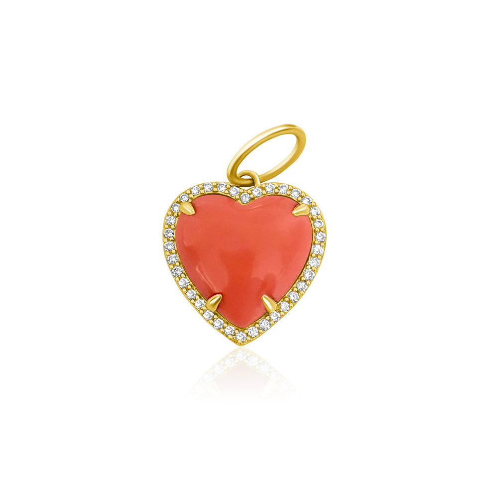 
                
                    Load image into Gallery viewer, 14KT Gold Diamond Coral Heart Pendant, Charm
                
            
