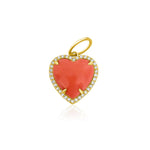 14KT Gold Diamond Coral Heart Pendant, Charm