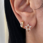 14KT Gold Diamond Alena Star Huggie Earrings