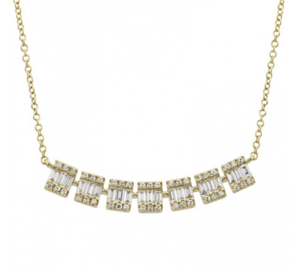 
                
                    Load image into Gallery viewer, 14KT Gold, Baguette Diamond Lucy Necklace
                
            