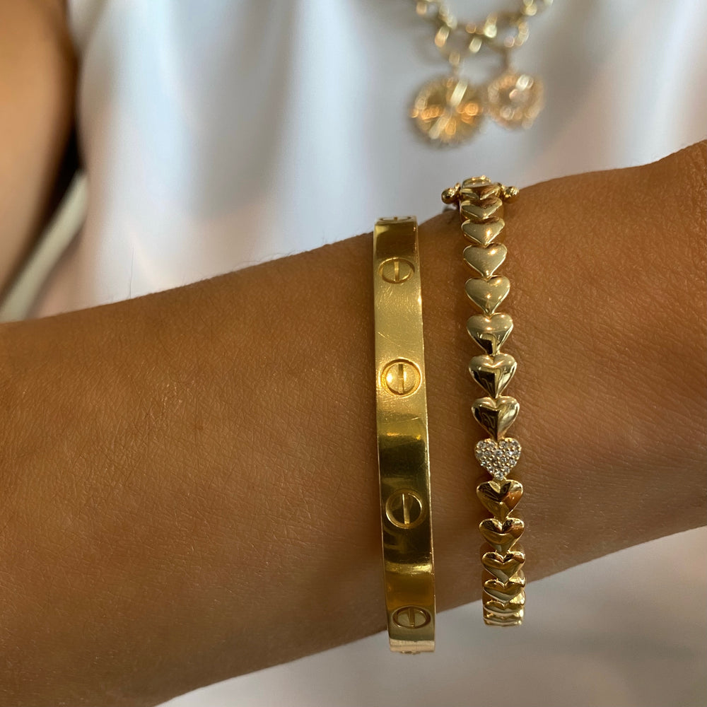 14KT Gold Diamond Pink Sapphire Donna Bangle Bracelet – DilaraSaatci