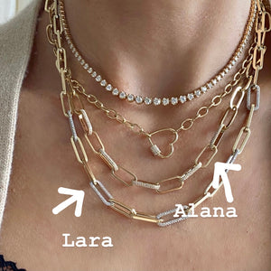 
                
                    Load image into Gallery viewer, 14KT Gold Diamond Alana Link Chain Necklace
                
            