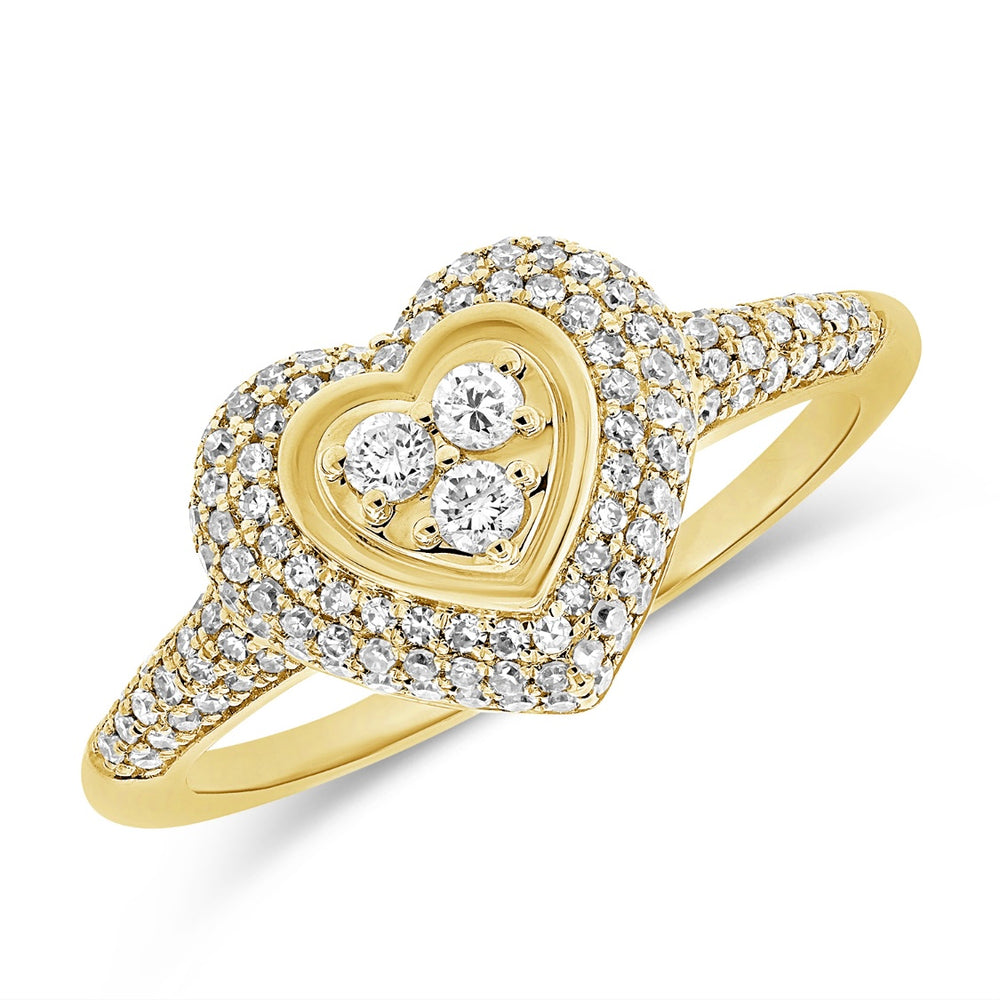 14KT Gold Diamond Viola Heart Pinky Ring