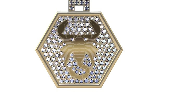 14KT Gold Diamond Bespoke Luxe Zodiac Pendant Charm