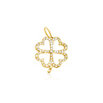14KT Gold Diamond Four Leaf Clover Charm Pendant