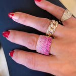 14KT Gold Ombre Pink Sapphire Large Cigar Ring