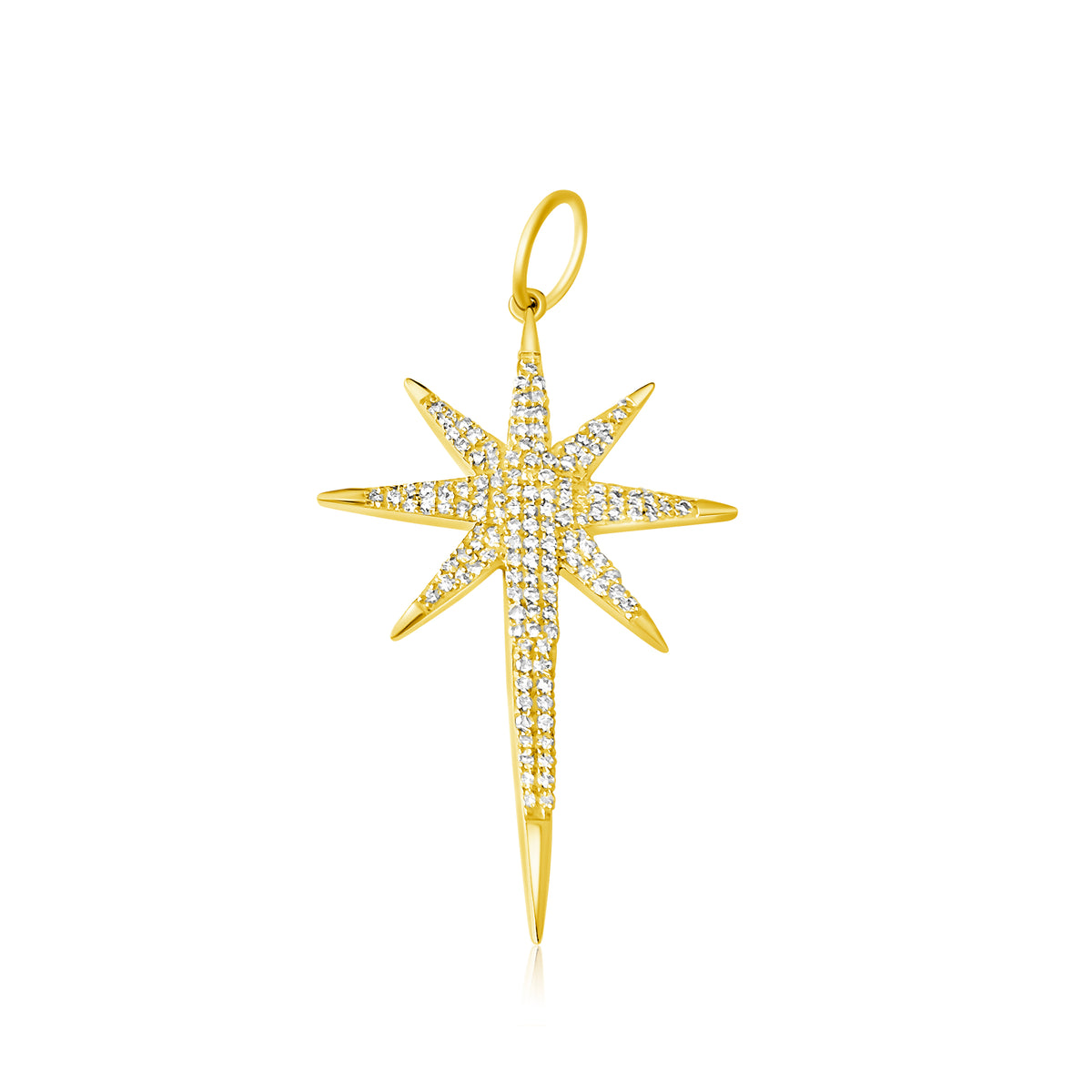 14KT Gold Diamond Romy Elongated Star Pendant Charm