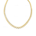 14KT Gold Diamond Ela Heart Bezel Tennis Necklace