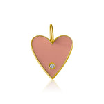 14KT Gold Diamond Enamel Heart Pendant Charm