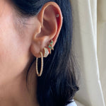 14KT Gold Diamond Sadie Oval Hoop Earrings