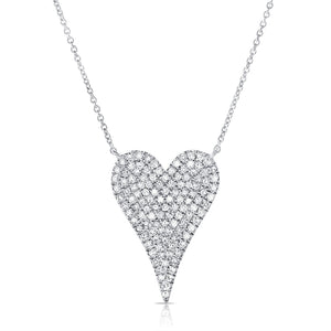 14KT Gold Diamond Elongated Heart Necklace