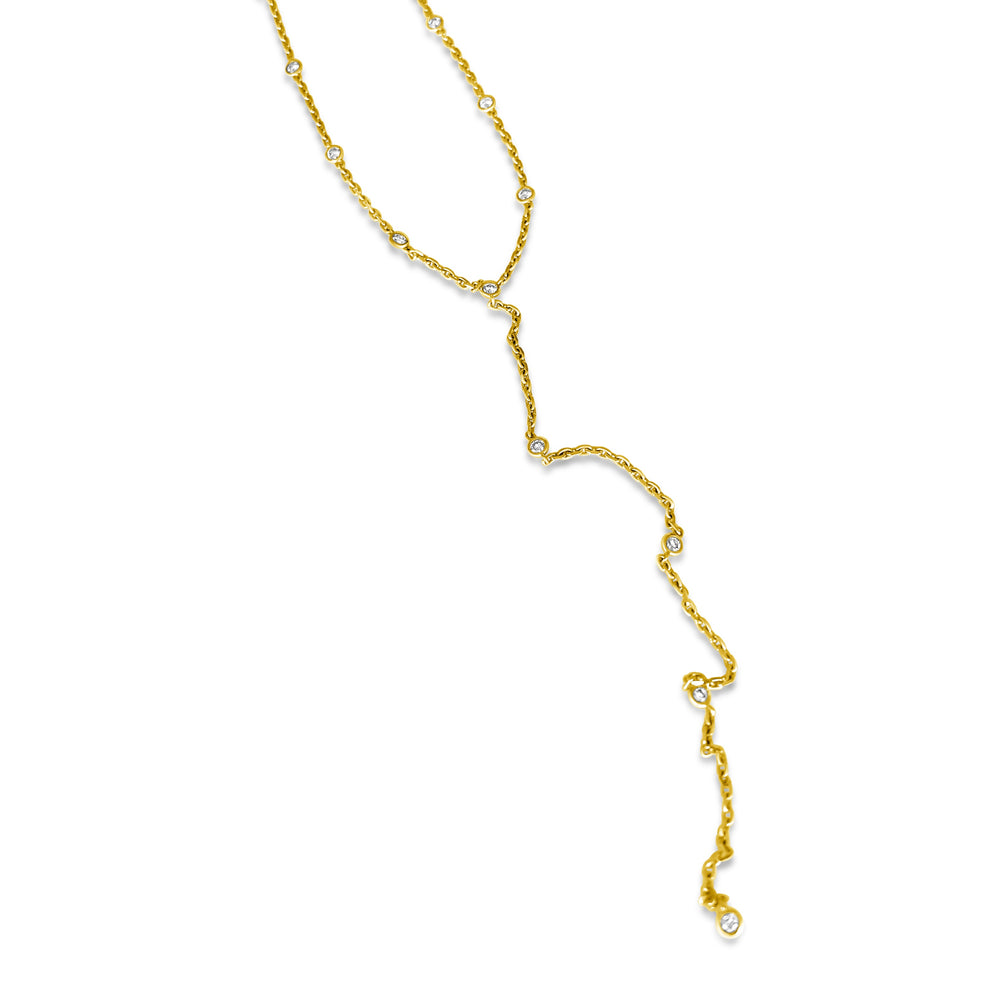 
                
                    Load image into Gallery viewer, 14KT Gold Diamond Cara Lariat Necklace
                
            