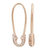 14KT Gold Diamond Safety Pin Earrings