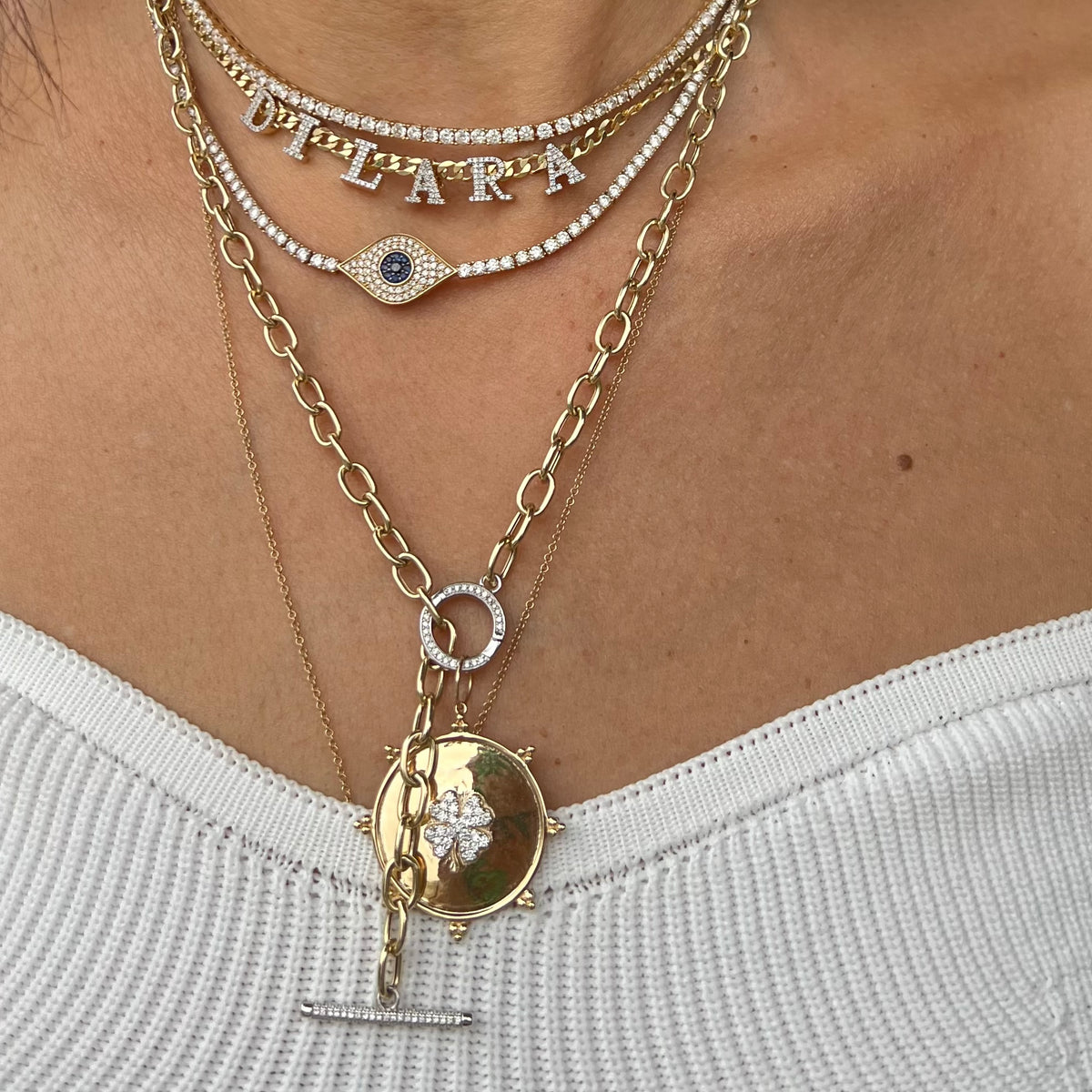 14KT Gold Diamond Lina Clover Pendant Charm