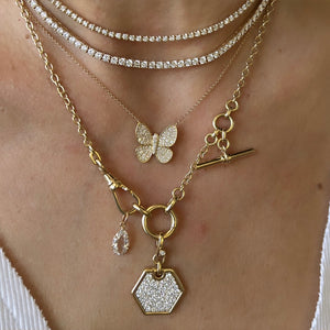 
                
                    Load image into Gallery viewer, 14KT Gold Diamond Alvia Butterfly Necklace
                
            