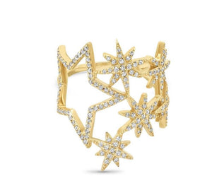 
                
                    Load image into Gallery viewer, 14KT Gold Diamond Star Cocktail Ring
                
            