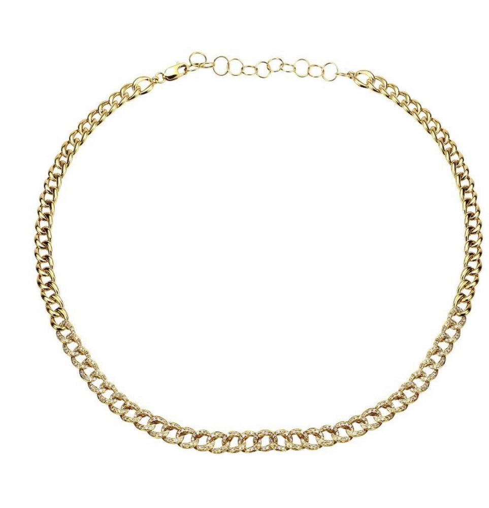 14KT Gold Diamond Cuban Link Choker Necklace, Best Seller! Back in Stock!