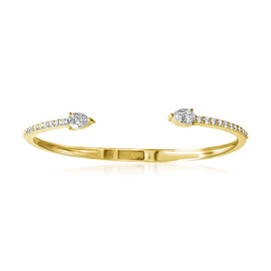 14KT Gold Pear Diamond Split Cuff Bracelet