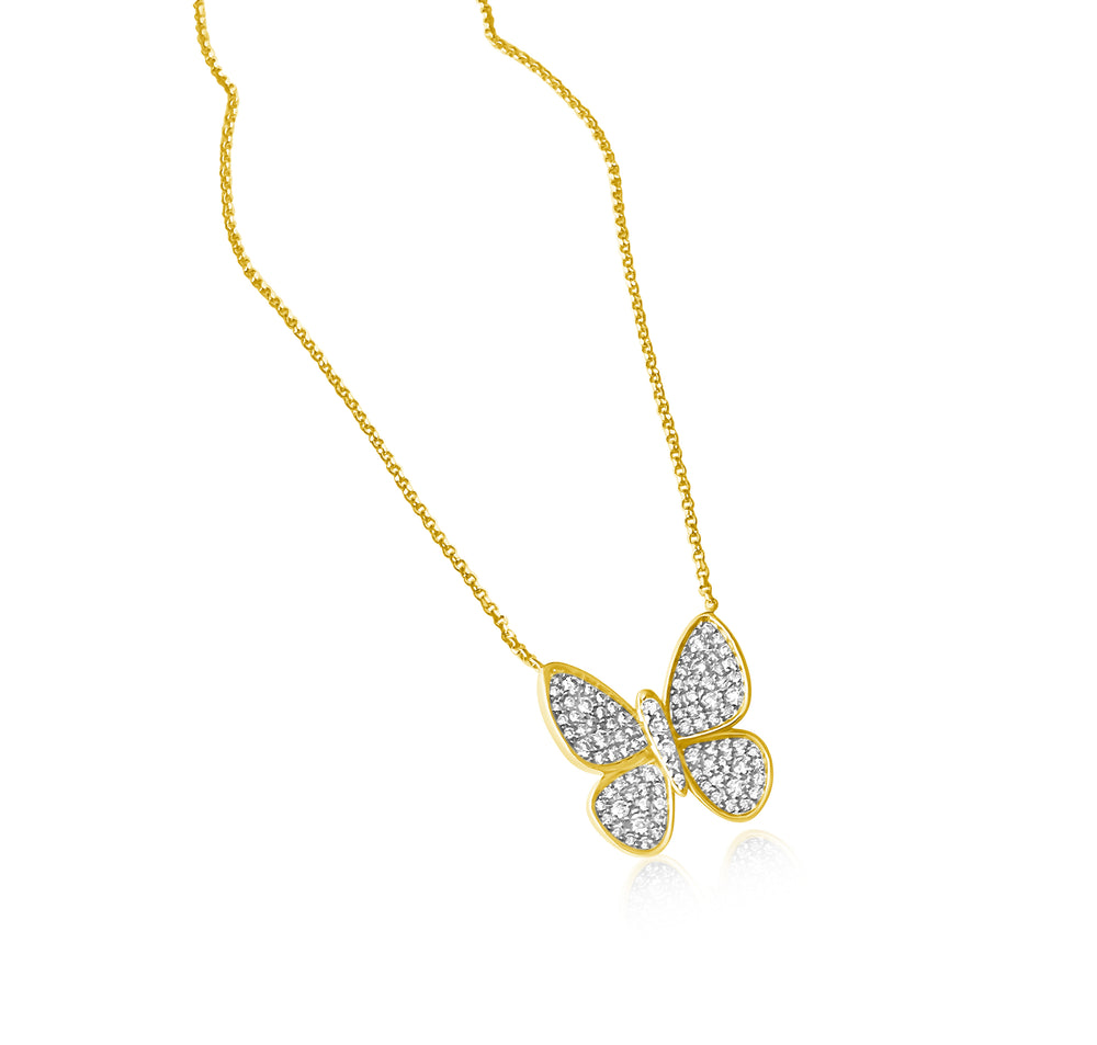 14KT Gold Diamond Alvia Butterfly Necklace