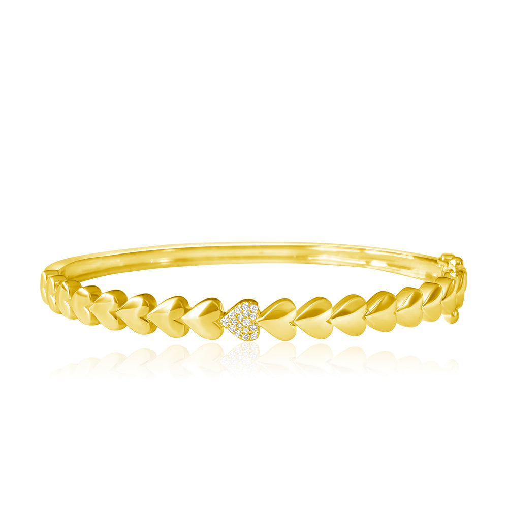 14KT Gold Diamond Heart Bangle Bracelet – DilaraSaatci