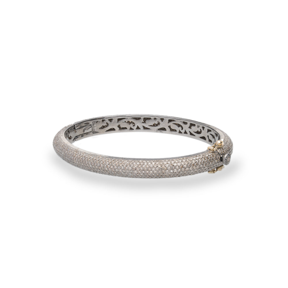 
                
                    Load image into Gallery viewer, LUXE Full Pave Black Rhodium and Diamond Bangle - DilaraSaatci
                
            