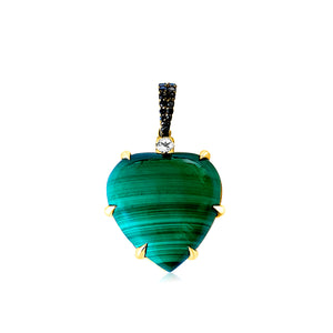 
                
                    Load image into Gallery viewer, 14KT Gold Diamond Malachite Annette Charm Pendant
                
            