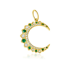 
                
                    Load image into Gallery viewer, 14KT Gold Diamond Demi Crescent Moon Charm Pendant
                
            
