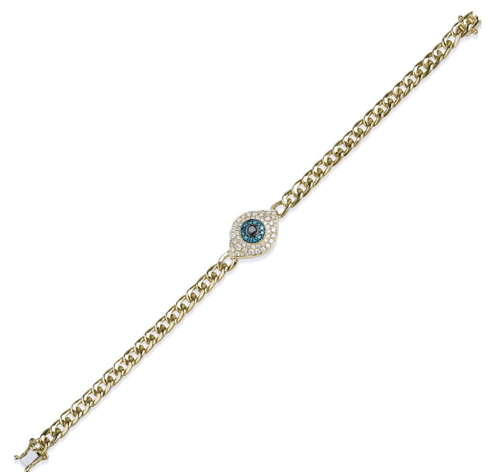 14KT Gold Diamond Evil Eye Layla Chain Bracelet