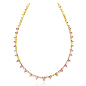 14KT Gold Pink Sapphire and Diamond Arianna Necklace