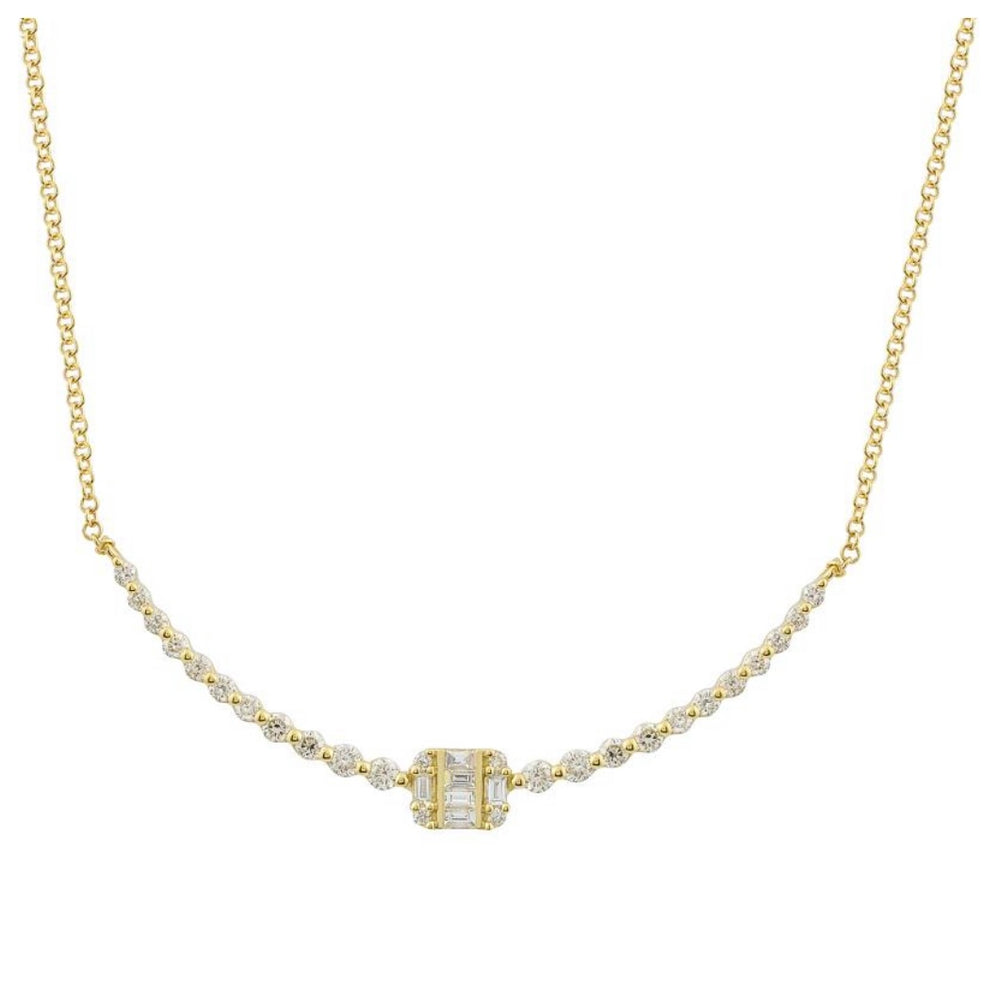 14KT Gold Diamond Emile Bar Necklace