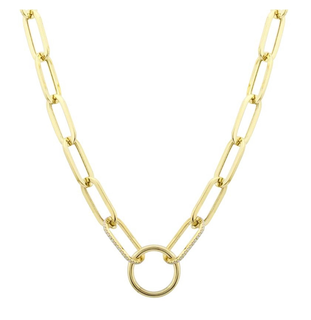 14KT Gold Diamond Alana Link Chain Charm Necklace