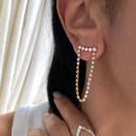 14KT Gold Diamond Bar Loop Earrings