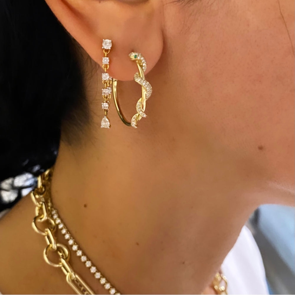 14KT Gold Diamond Rope Earring