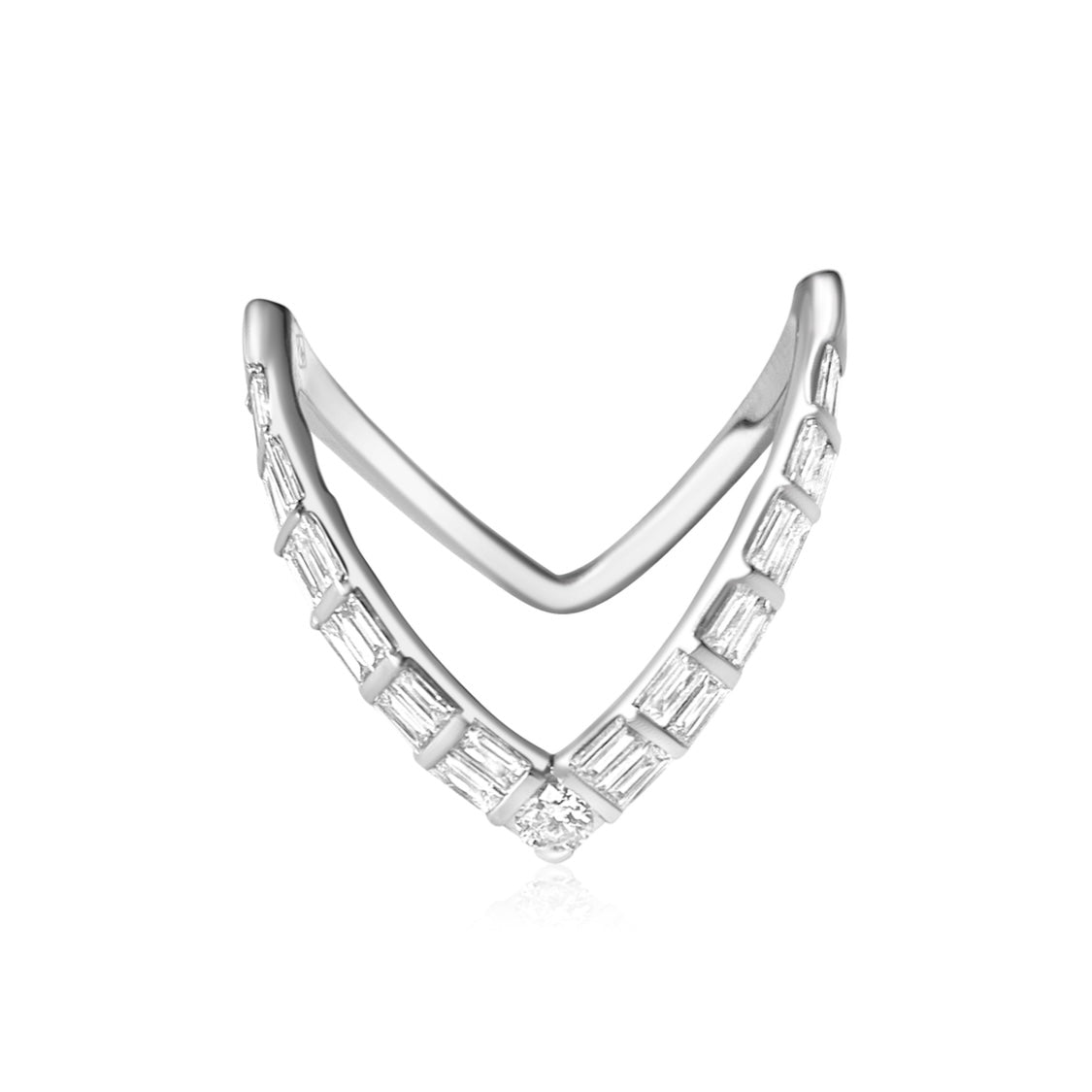 18KT Gold Baguette Diamond V Ring