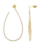 14KT Gold Diamond Large Oval Hoop Earrings