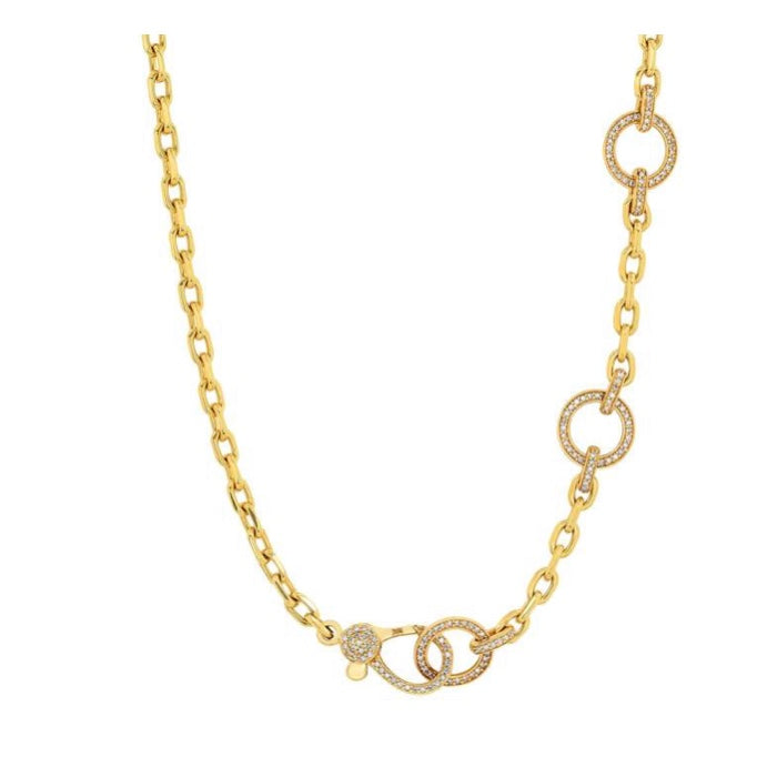 14KT Gold Diamond Three Ring Natalie Chain Necklace, Best Seller!